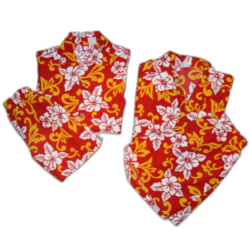 Vintage MCM Matching Set Boys Hawaiian Tropical Shorts Top Two Piece 12 & 6/7